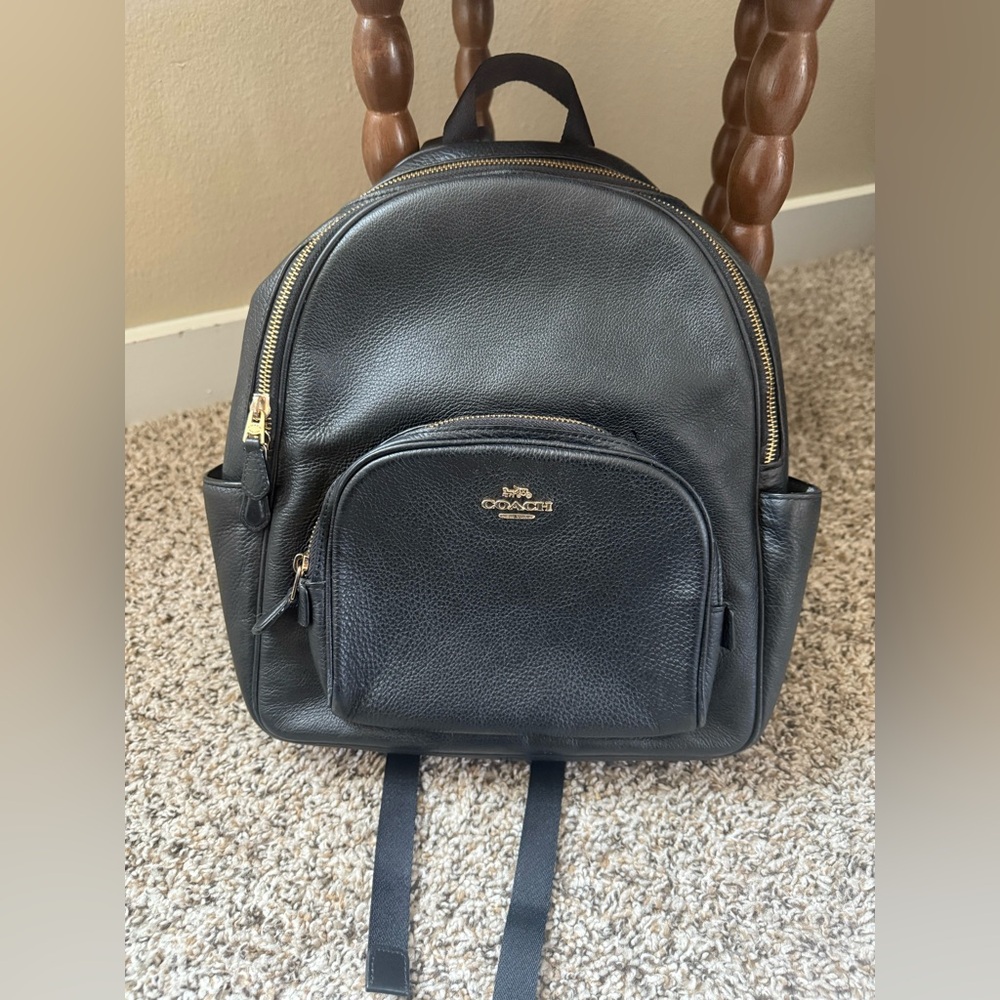 Coach Court Leather Backpack with Gold Hardware Trendy Minimalist Bag - Picture 3 of 11